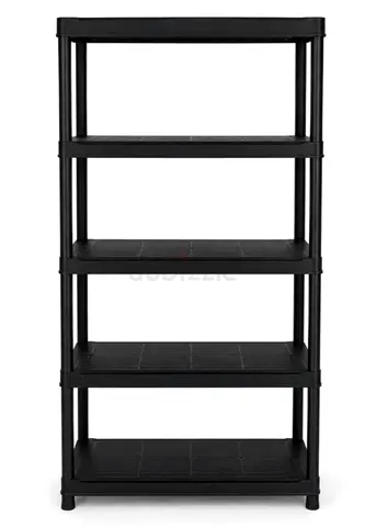 Black 5-Tier Plastic Storage Shelving Unit — Sturdy & Easy to Assemble