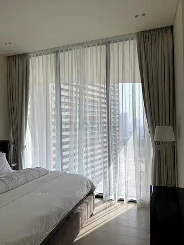 Grey Black-out Curtains with Sheer White Curtains - Bedroom & Living Room (W-370 H-343)