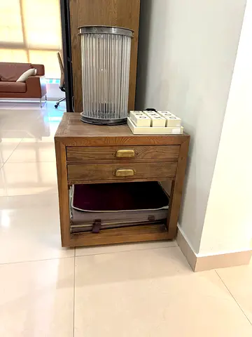 x2 Marina Home side tables nightstands bedside tables solid wood 2 drawers and shelf L55 D50 H55 cm