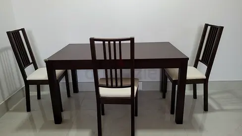 IKEA Brown Dinning Extendable Table with Chairs, 390 AED