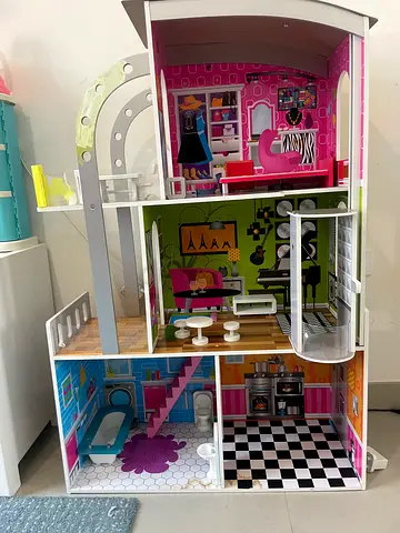 Large Multi-Story Dollhouse with Furniture and Rooms
