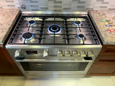 BOSCH Series 6 Top gas oven electric cooking range dual fuel 90cm