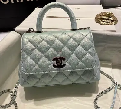 small top-handle flap bag- light icy blue