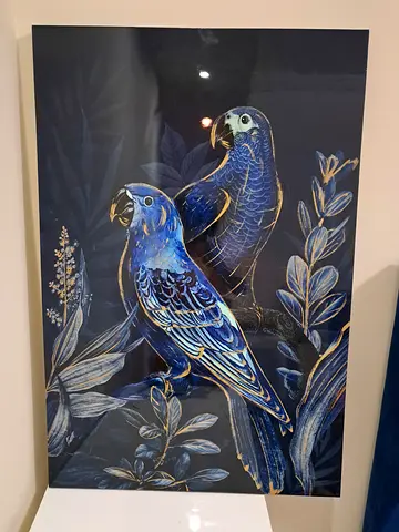 Framed Blue Parrot Artwork - Decorative Wall Art home center