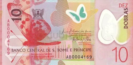 SAO TOME AND PRINCIPE 10 DOBRAS BANKNOTE 2016