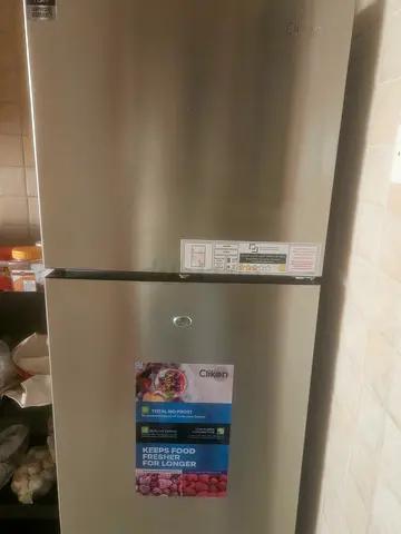 Clikon Double Door Refrigerator - Stainless Steel Finish, Good Condition