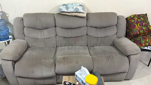 3-seater grey reclining sofa — gently used