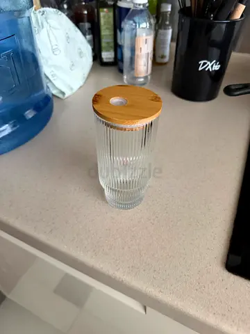 Glass storage jar with bamboo lid - 1 L (used)