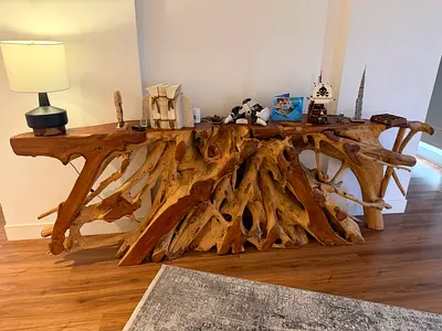Massive 3M Natural Teak Root Console – Unique Statement Piece