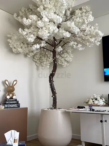 Large White Artificial Flowering Tree (Decor) - Excellent Condition