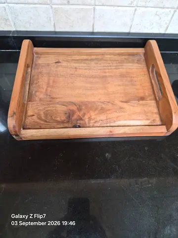 Solid Wood Serving Tray with Handles