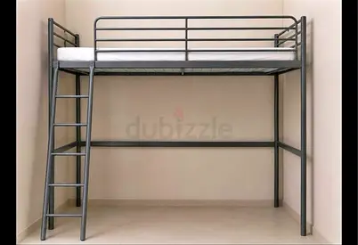 Metal loft high sleeper bed with ladder — single size
