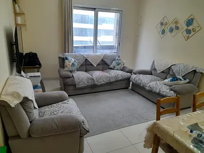 Gray 3-piece Sofa Set with Cushions and Matching Rug - Good Condition