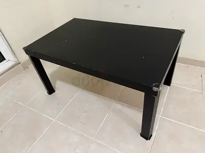 Simple black rectangular coffee table - sturdy metal legs