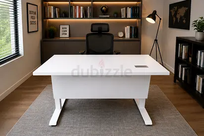 Electric Modern White Standing Desk with Cable Port - Good Condition