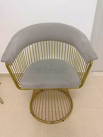 Gold & Grey Swivel Accent Chair