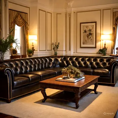 Classic Leather Chesterfield Corner Sofa