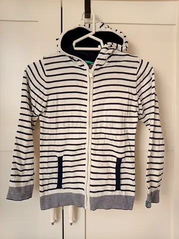 Striped zip-up hooded sweatshirt, size M/ 10 years