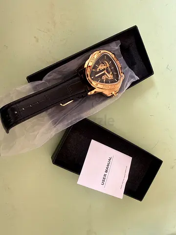 Winner Skeleton Triangle Watch with Leather Strap