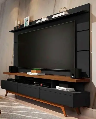 Modern Wall-Mounted Entertainment Unit with Shelf and Drawers