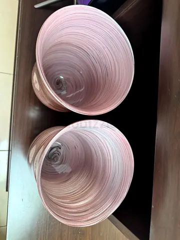 Pair of pink swirl ceramic vases - set of 2