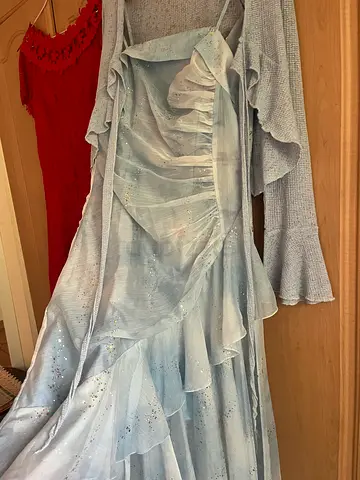 Size S - Light blue sparkly evening dress set - excellent condition