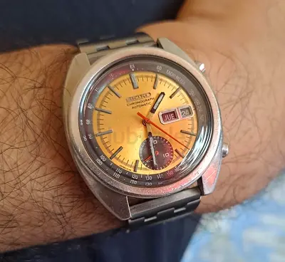 Seiko Automatic Chronograph Vintage Men's Watch - Yellow Dial