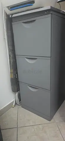 Grey 3-Drawer Storage Cabinet / Small Wardrobe - Good Condition