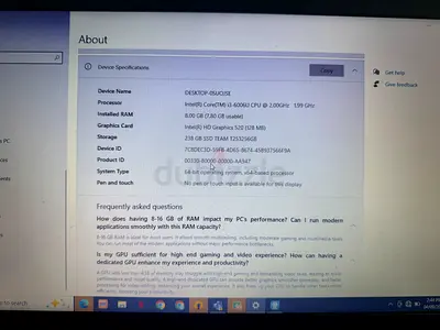 Used lenovo laptop - Intel Core i3, 8GB RAM, 256GB SSD (Windows)