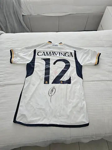 Real Madrid Camavinga #12  Signed Old Home Shirt - Size L