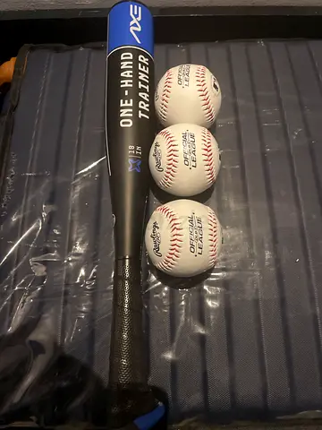 Baseball Bat with 3 Practice Baseballs - One-Hand Trainer 18 inches long