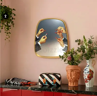 SELETTI - MIRROR GOLD FRAME 54X59 LIPSTICKS 17041