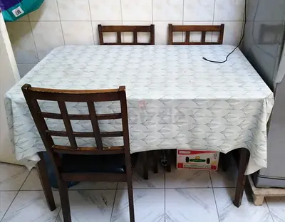 Wooden 4-Seater Dining Table with Chairs - Used, Solid Frame