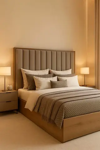 Modern upholstered bed frame with headboard direct from factory
