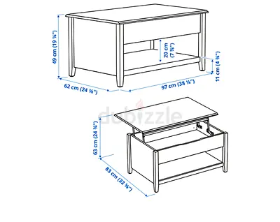 Lift-top storage coffee table - wooden finish, compact design orginal price is 600