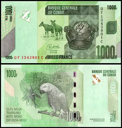 Congo Democratic Republic 1,000 Francs Banknote, 2022, UNC