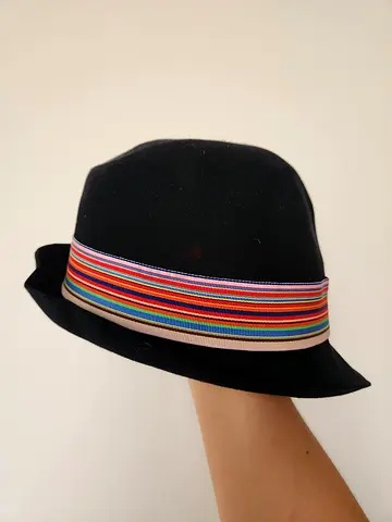 Authentic GREVI Firenze Italian Felt Fedora Hat (XL) – Striped Ribbon