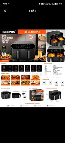 Geepas 11L Digital Air Fryer - Like New, Digital Controls
