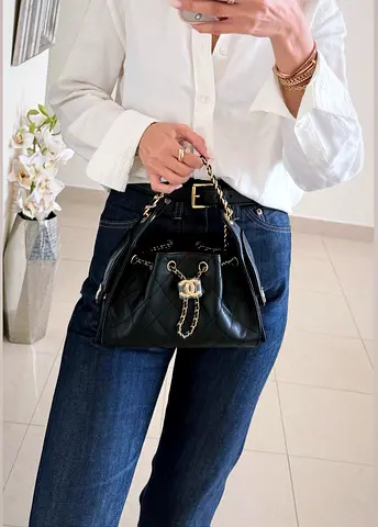 CHANEL25 mini shiny gold and caviar bag