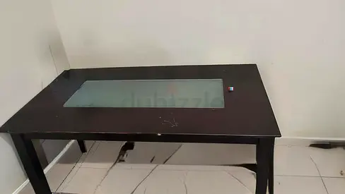 Dark Wood Coffee Table with Glass Insert - Used, Solid Frame