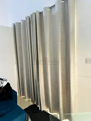 Light grey eyelet curtains - pair, good condition