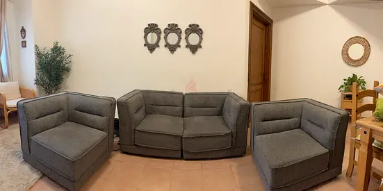 Gray Fabric Modular Sofa Set - 4-Piece (4 single-arm modular chairs) in Good Condition