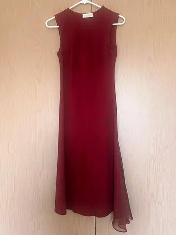 Tissage maroon sleeveless A-line dress 100% wool - size S