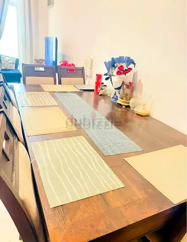 Solid Wood Dining Table with 6 Chairs - Good Condition