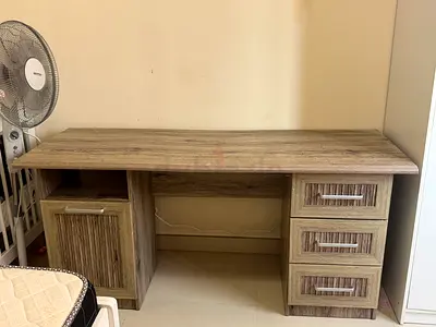 Used wooden office desk with 3 drawers and cabinet - good condition