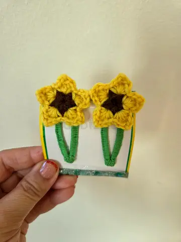 Hair Clips 🧚 Crochet  (for Girls 👧 )Sunflower design 🌻