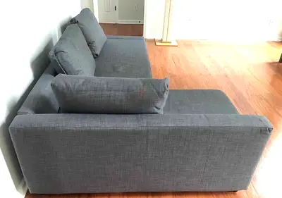 Gray L-shaped Sofa with Storage - Good Condition