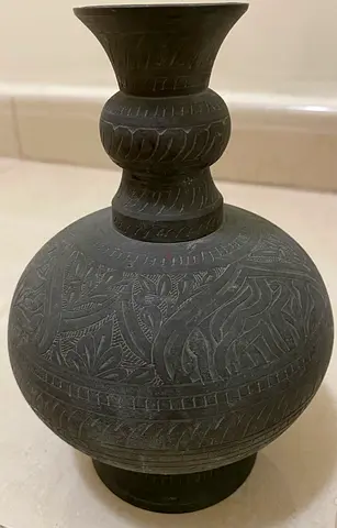 Antique metal vase 18cm height