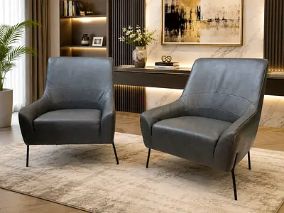 PLOUM leather Armchairs - Comfortable Accent Chairs