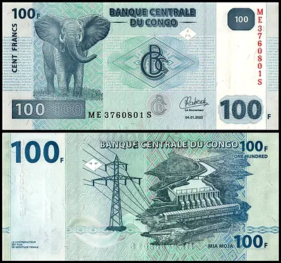 Congo Democratic Republic 100 Francs Banknote, 2022, UNC